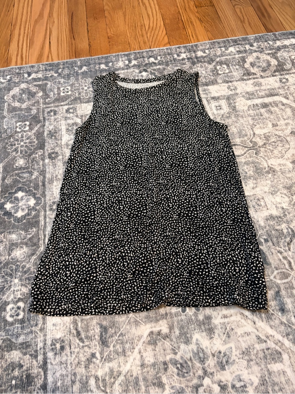 Nine West Black Tank with White Micro Dot Print